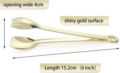 Mini Appetizer Tongs Stainless Steel Set of 4, MSY BIGSUNNY Small Serving Tongs, 6 Inch(15.2cm, Silver)