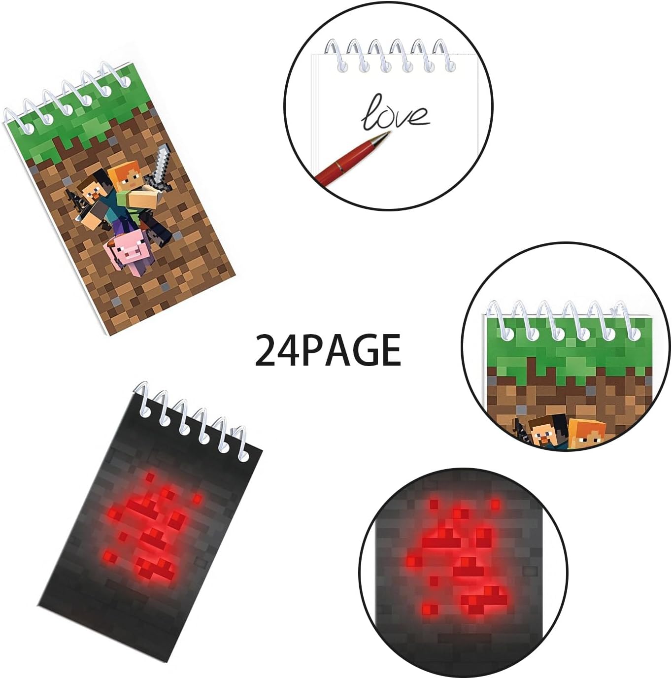 12 Pcs Pixel Mini Notepads, Game Theme Party Favors, Office Desk Accessories, Classroom Prizes, Goodie Bag Stuffers