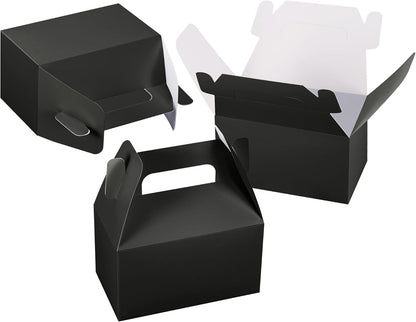 XAGLVV 24 Pack White Paper Gable Boxes,6.2 Inch Candy Boxes with Handle, Snack Party Favor& Gift Cookie bags for kids Birthday,Wedding, Baby Shower, Graduation.