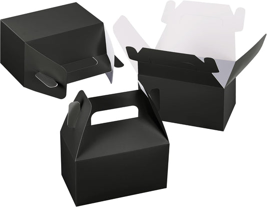 XAGLVV 24 Pack White Paper Gable Boxes,6.2 Inch Candy Boxes with Handle, Snack Party Favor& Gift Cookie bags for kids Birthday,Wedding, Baby Shower, Graduation.
