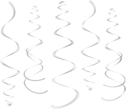 Gold Party Hanging Swirl Decorations Plastic Streamer for Ceiling, Pack of 28