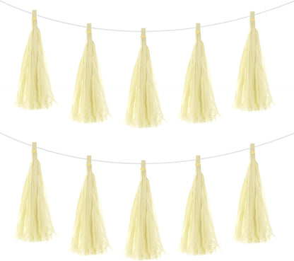 MECCANIXITY 15Pcs Light Blue Tassel Garland Banner with Rope Tissue Paper Tassels Party DIY Kits for Anniversary Wedding Birthday Party