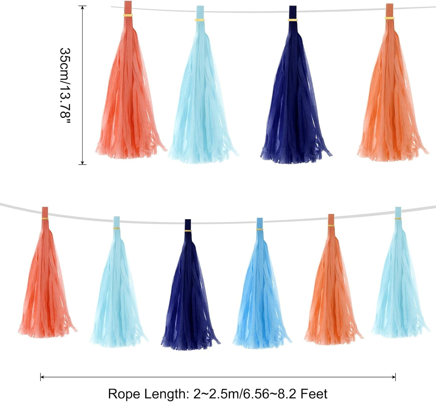 MECCANIXITY 20Pcs Light Blue Tassel Garland Banner with Rope Tissue Paper Tassels Party DIY Kits for Anniversary Wedding Birthday Party