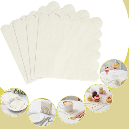 NatNarr 120 Pcs Cocktail Napkins Pink Mothers Day Paper Napkins Light Pink Dessert Beverage Napkin Cute Scalloped Party Napkin for Baby Bridal Shower, Birthday, 5 x 5 Inch