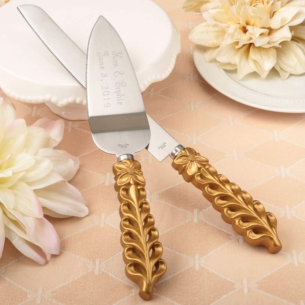 GIFTS INFINITY Personalized Wedding Cake Knife and Server Set with Engraving – Cake Cutting Utensil Set, Keepsake Gift for Wedding, Anniversary, Reception, Birthday & Other Occasions (CH-101WB)