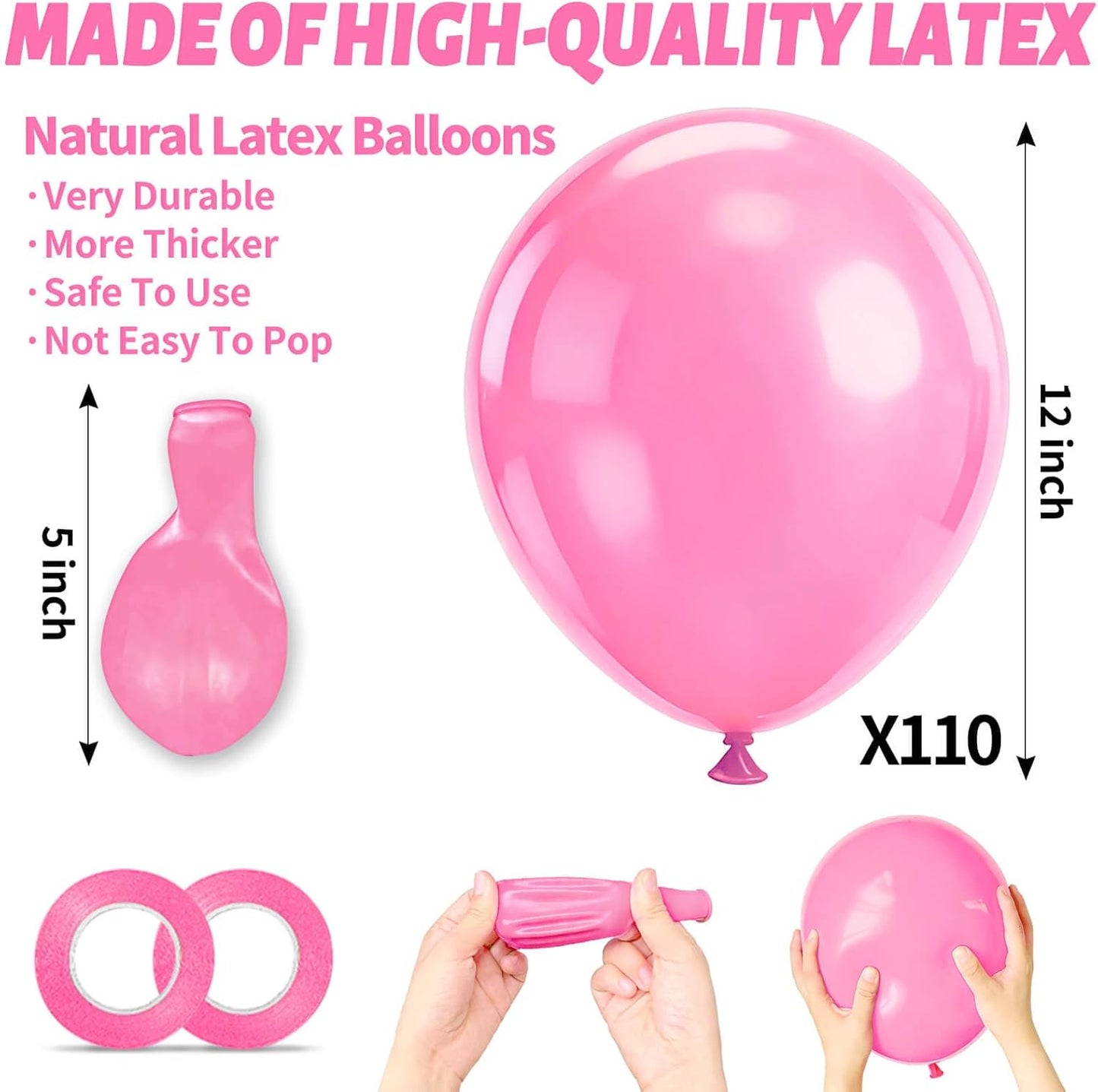 110pcs Black Balloon 12 inch, Black Latex Balloons for Birthday Party Baby Shower Wedding(with 2 Ribbons). - Colors B