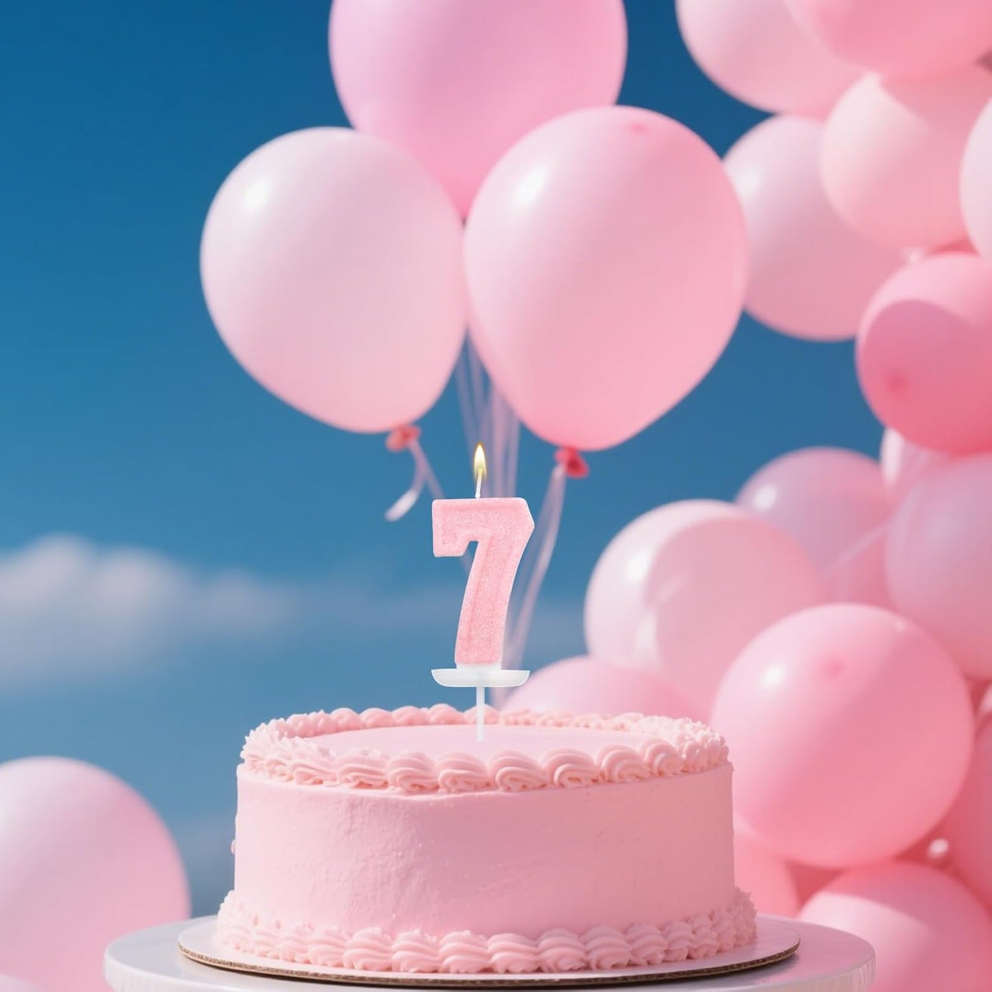 Pink Number One Birthday Candles, Romantic Cake Glitter Pink Number 1st Candles Anniversary Cake First Topper Decoration Cute Birthday Party Supplies for Wedding Anniversary Celebration Supplies (1)