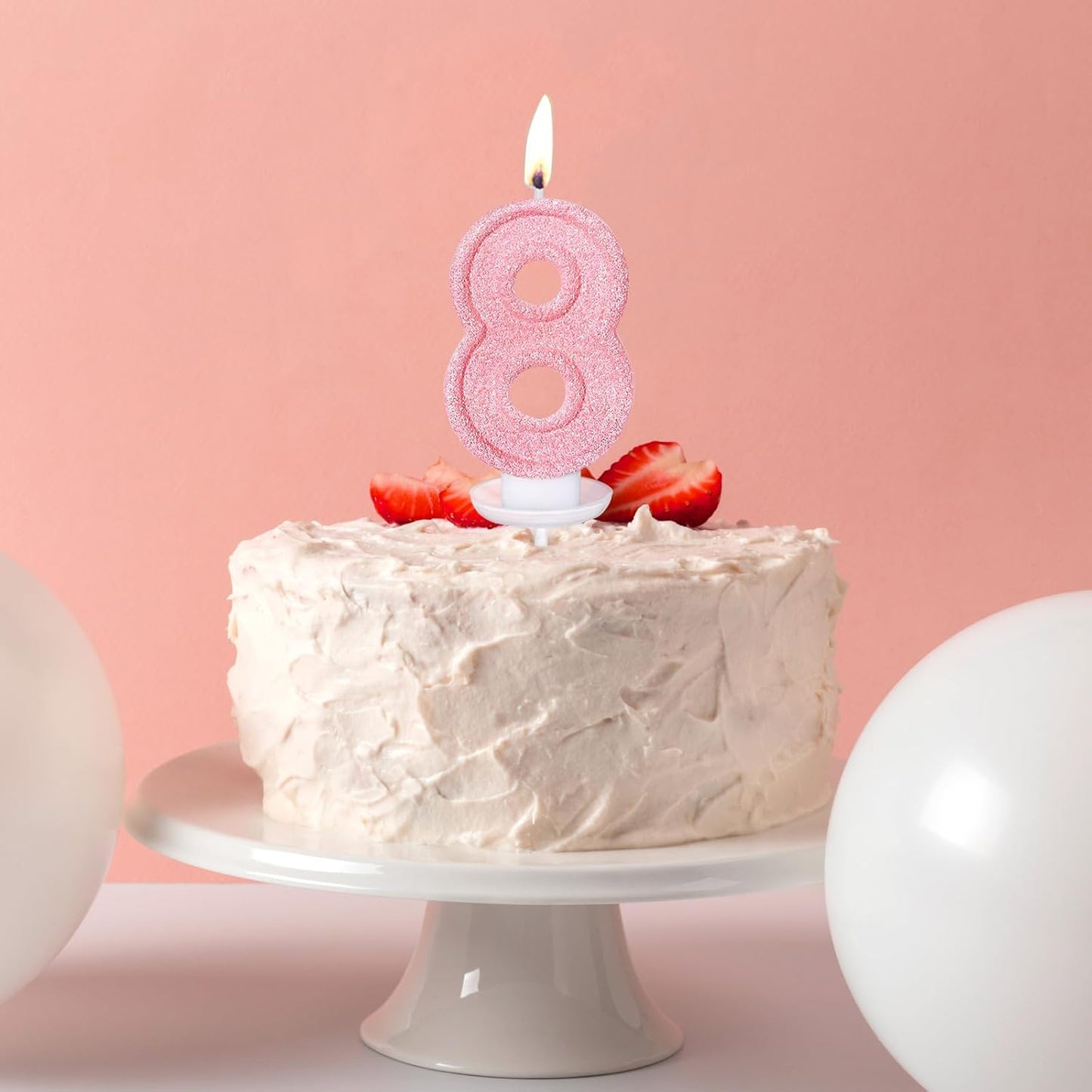 Cute Number 3 Birthday Candle, Glitter Pink Number Candles, Birthday Cake Topper Decoration, Party Supplies Anniversary Celebrations
