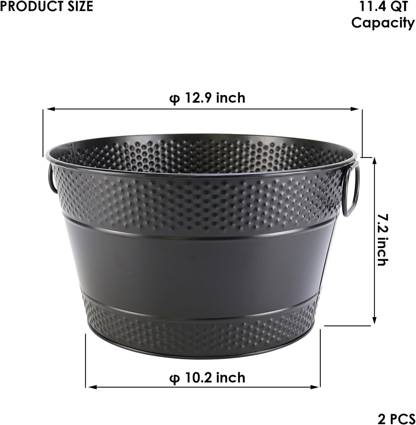 Metal Ice Bucket Galvanized Beverage Tub, Drink Buckets Large Cooler for Wine Beer Champagne Cocktails for Catering, Bars, Parties, Outdoor Events (Black-1PC)
