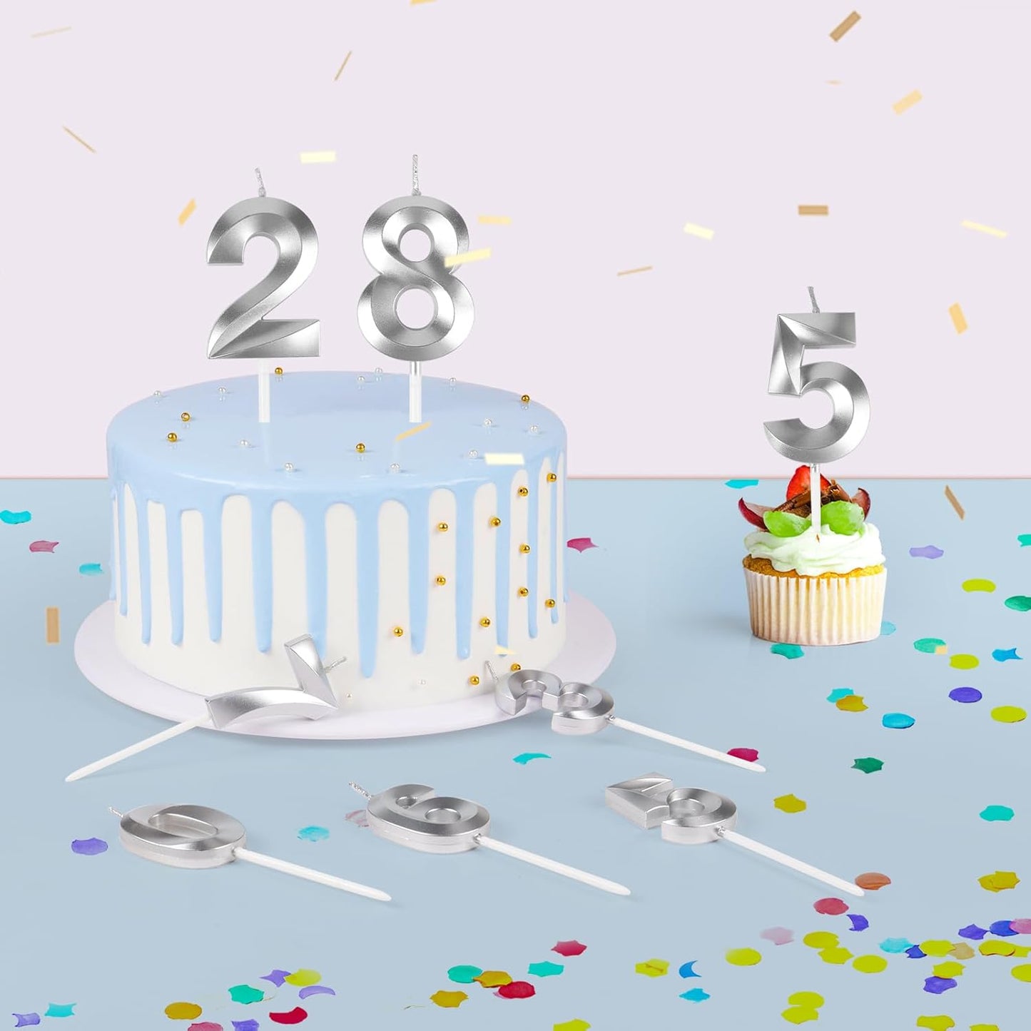 BEAN LIEVE Blue Birthday Candles - Number Cake Candles, Happy Birthday Numeric Candles Number 0 1 2 3 4 5 6 7 8 9 Used for Cake Decoration on Birthday Parties and Wedding Anniversary Celebration