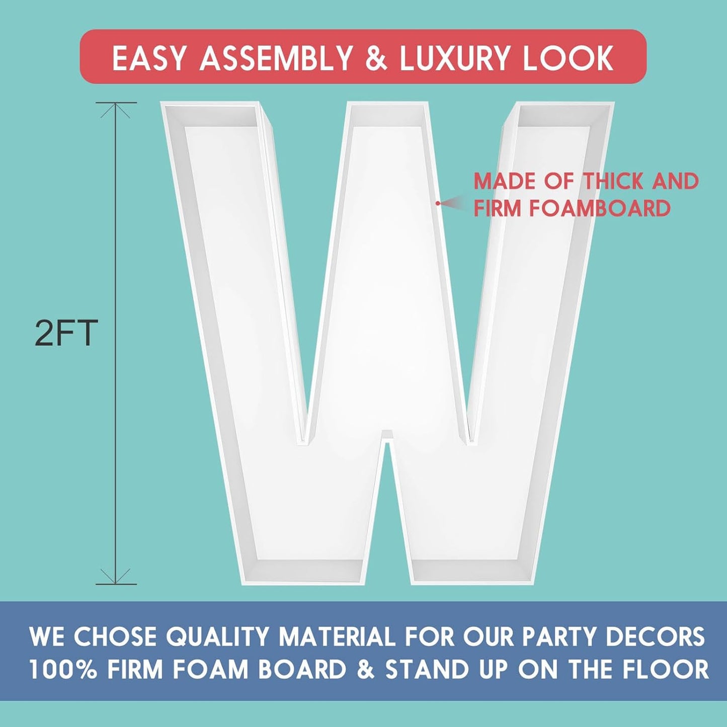 JW Passion - Premium Quality Made 3FT Tall Mosaic Balloon Frame Big Marquee Light Up Letters DIY Kit for Birthday Party Wedding Backdrop Decor Letter A Pre-Cut Foam Board