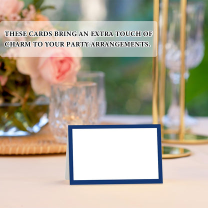 Blue Floral Place Cards for Table Setting, Birthday Baby Shower Folded Tent Cards Wedding Seating Cards for Bridal Shower, Anniversary, Engagement Food Name Card for Party Decoration, 25pcs /A10