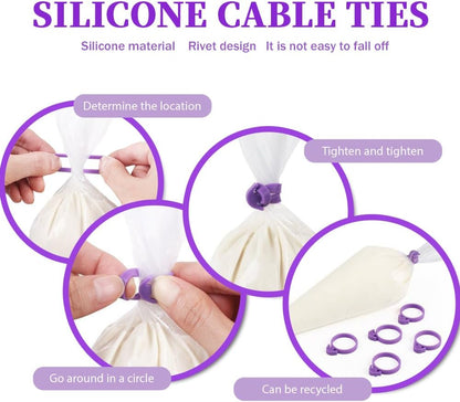 24 Inch Disposable Large Piping Bags,100 PACK Extra Large Thick Pastry Bags with 6 Bag Ties, Thickened Icing Bags,Cake Decorating Bags,Frosting Bags for Cake Decorating Cream Frosting