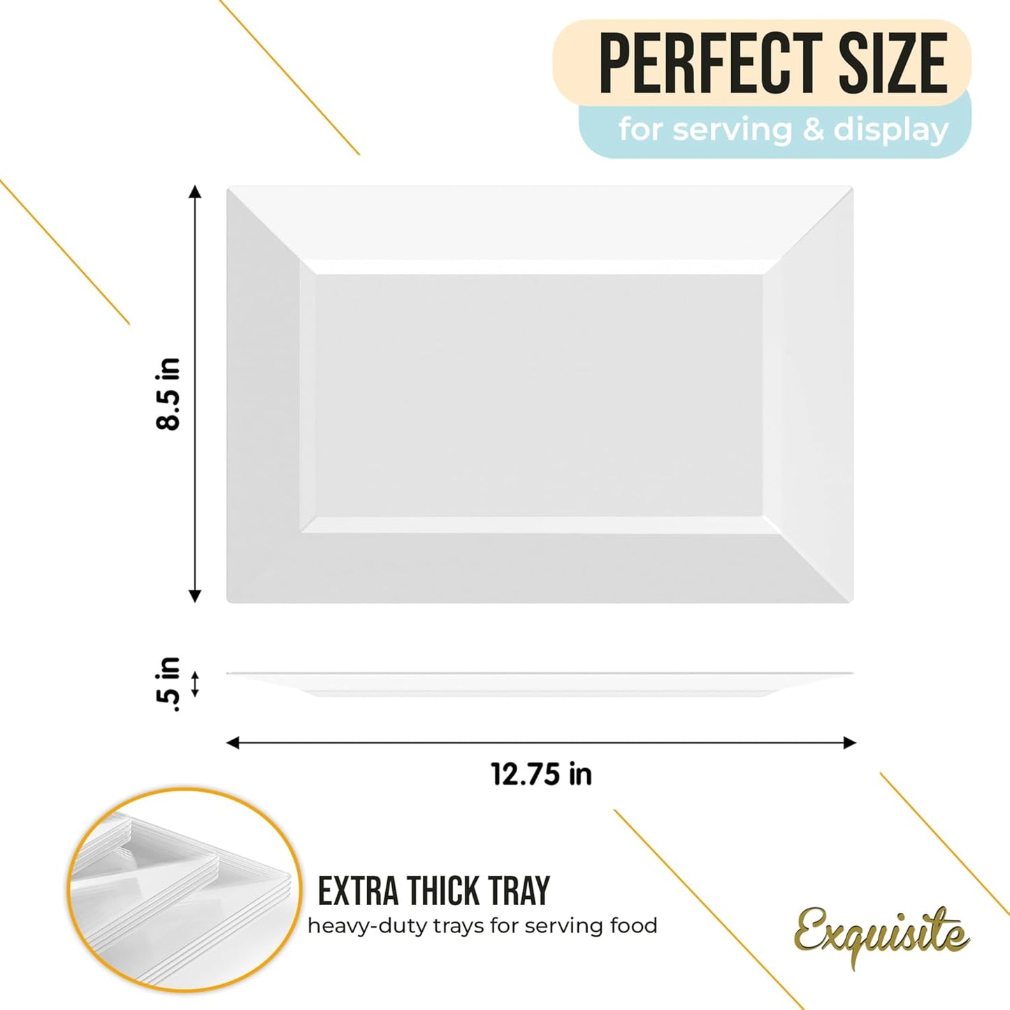 Exquisite Plastic Serving Trays for Party - 40 Pcs 9.5 Inch Clear Serving Platters, Plastic Trays for Food, Clear Tray, Food Tray Disposable Platters for Parties, Catering & Buffet