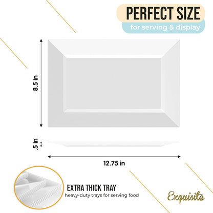 Exquisite Plastic Serving Trays for Party - 40 Pcs 9.5 Inch Clear Serving Platters, Plastic Trays for Food, Clear Tray, Food Tray Disposable Platters for Parties, Catering & Buffet
