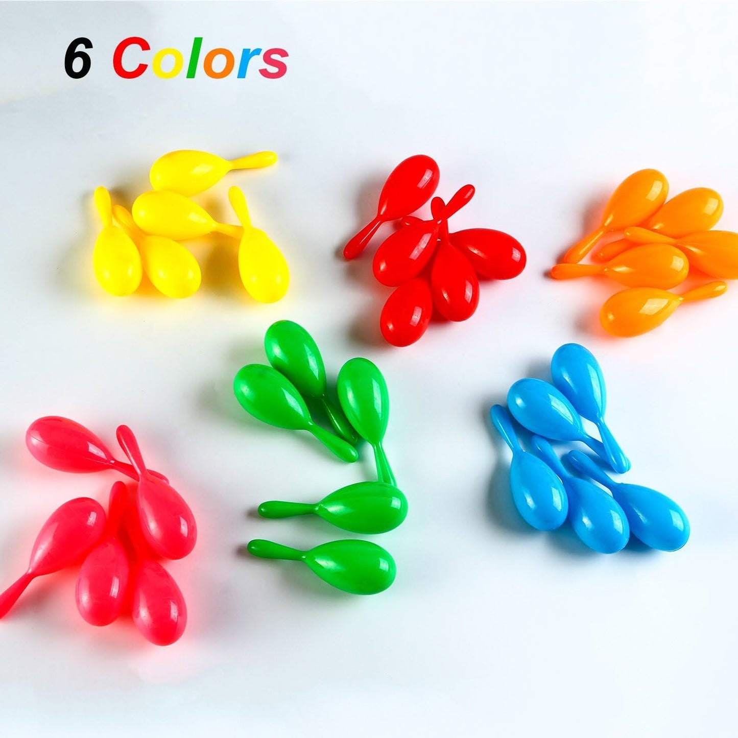 Resinta 30 Pieces Neon Maracas Shakers Mini Noisemaker Bulk Colorful Noise Maker with Drawstring Bag for Mexican Fiesta Party Favors Musical Instrument, 4 Inch, 6 Color