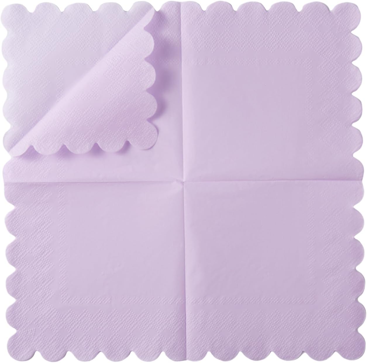 100 Pack Cocktail Napkin 2-Ply Scalloped Edged Dessert Napkins Folded 5 x 5 Inches Disposable Napkins for Dinner Wedding Birthday Party Bridal Anniversary Reception Event (Pink)