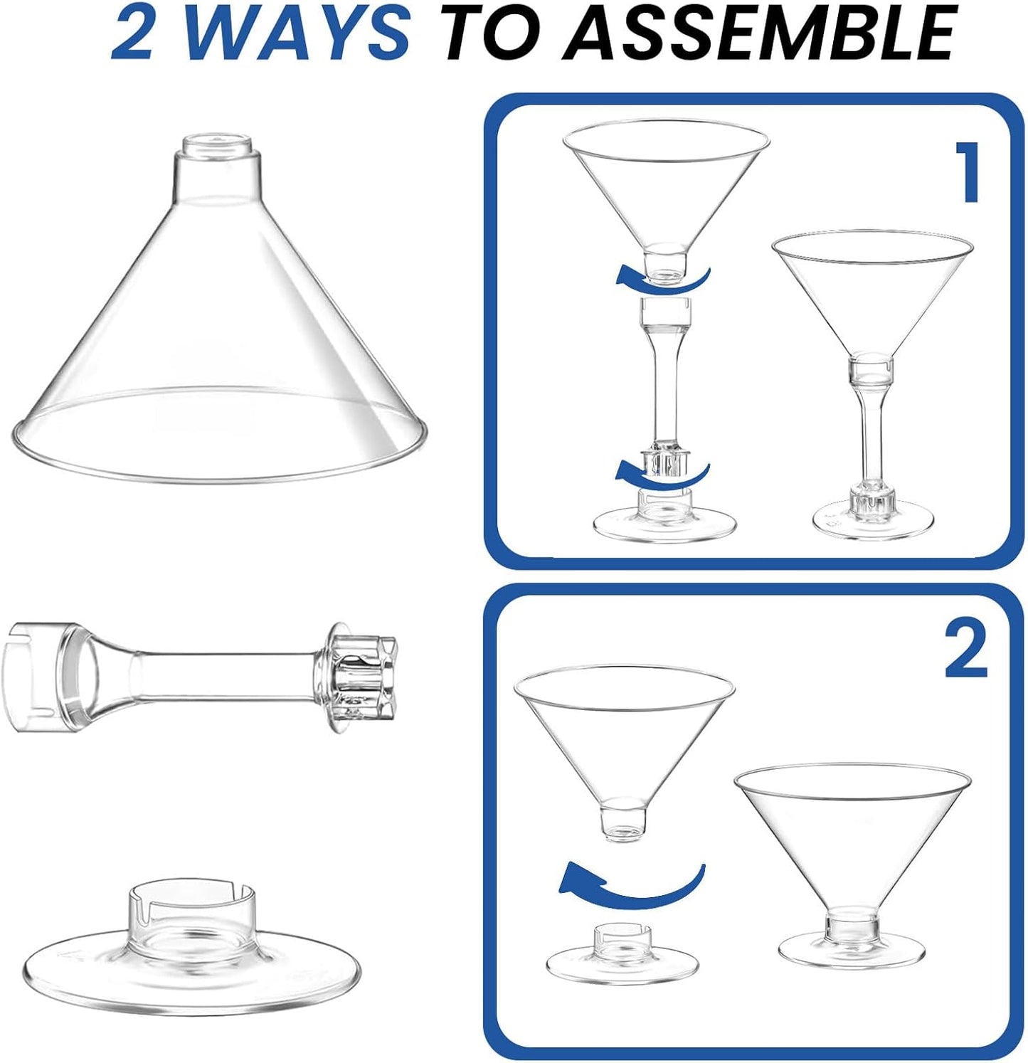 CALBODE 40 Pack Plastic Martini Glasses 5 Oz Disposable Cocktail Glasses, Tall Mini Martini Cups, Plastic Margarita Glasses Perfect for Spring Party Birthday Wedding Easter and All Events