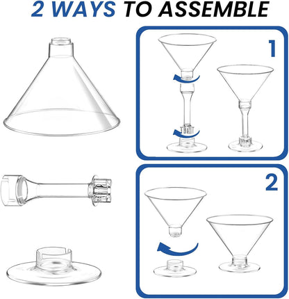 CALBODE 40 Pack Plastic Martini Glasses 5 Oz Disposable Cocktail Glasses, Tall Mini Martini Cups, Plastic Margarita Glasses Perfect for Spring Party Birthday Wedding Easter and All Events