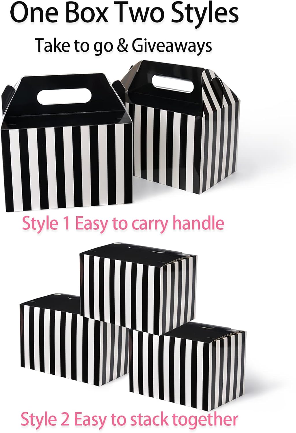 Happyhiram 30 CT Large Welcome Boxes with Handles White, 9x6x6 Gable Gift Easter Boxes Cardboard Paper Party Favor Boxes Barn Style Carry Out Box Recyclable Paper Gift Packaging Boxes for Food Box Lunch Cookies Donuts Baby Shower Bridal Shower Wedding