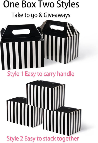 Happyhiram 30 CT Large Welcome Boxes with Handles White, 9x6x6 Gable Gift Easter Boxes Cardboard Paper Party Favor Boxes Barn Style Carry Out Box Recyclable Paper Gift Packaging Boxes for Food Box Lunch Cookies Donuts Baby Shower Bridal Shower Wedding