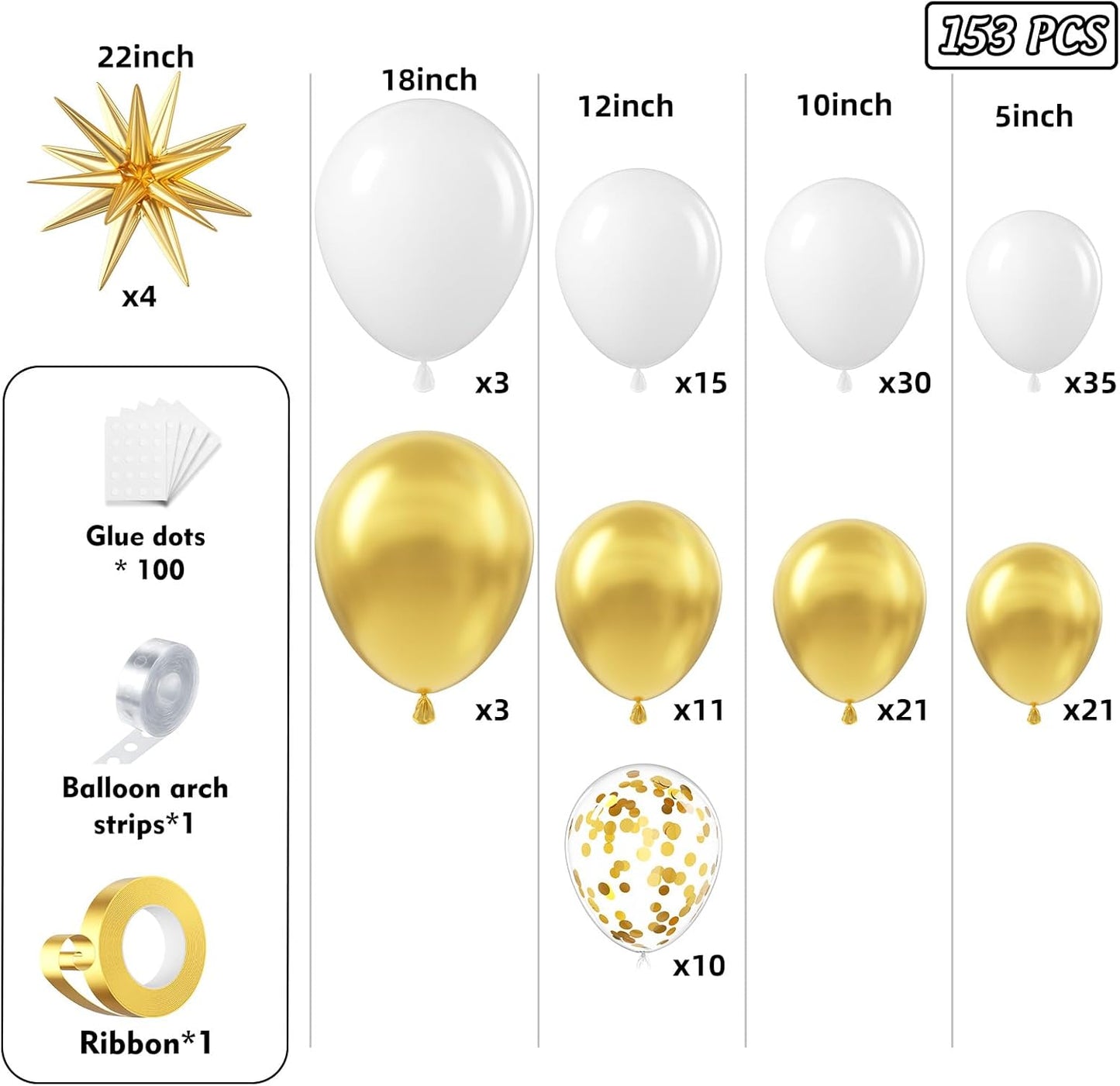153Pcs Black and Silver White Balloon Garland Arch Kit with Stars, 22 18 12 10 5 inch Disco Ball Balloons Black White Metallic Silver Confetti Balloon for Birthday Graduation Party Decorations
