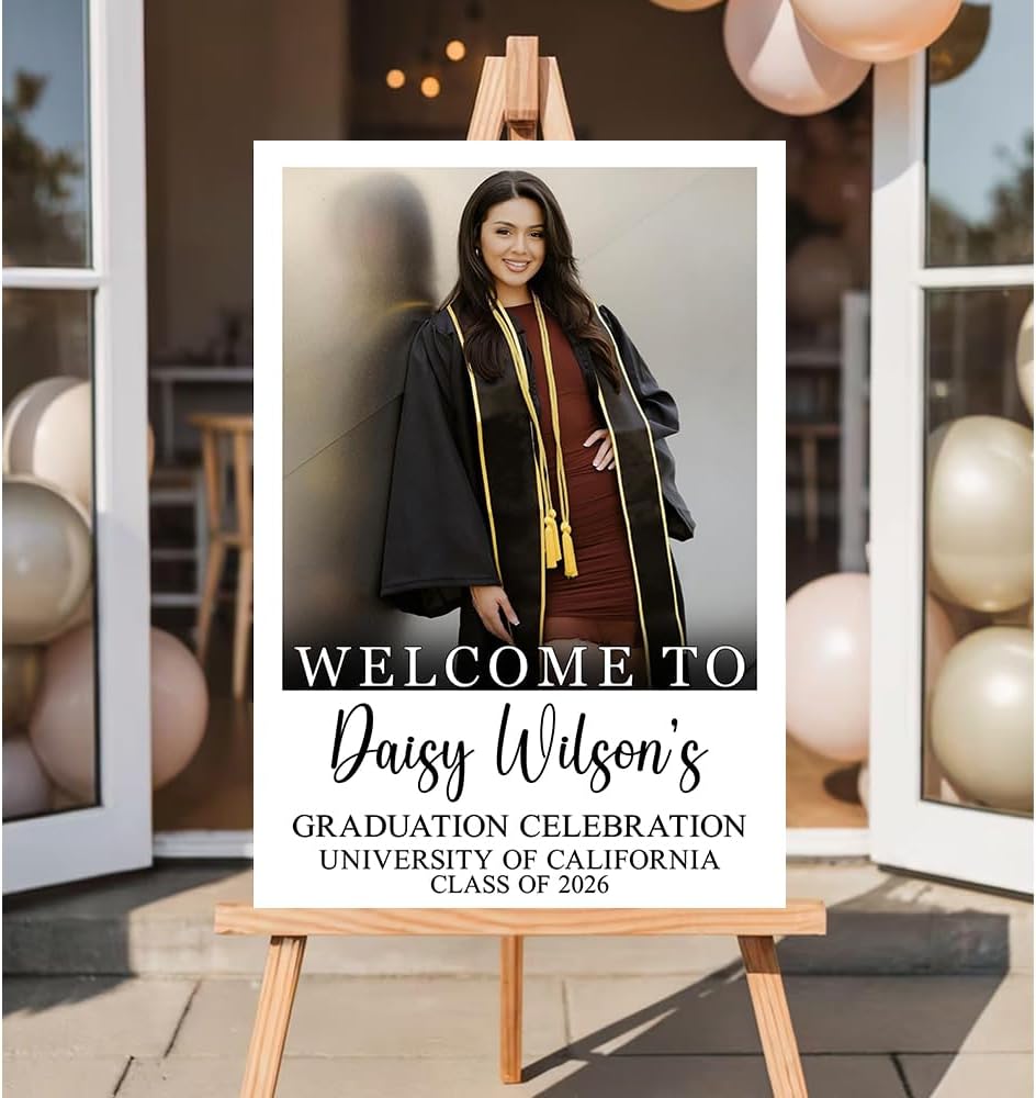 Graduation Party Welcome Sign, Custom Photo Grad Party Sign, Personalized High School & College University Grad Decoration #4