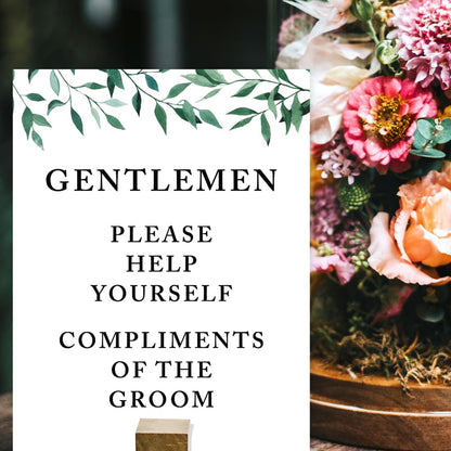 Andaz Press Wedding Party Signs, Natural Greenery Green Leaves, 8.5x11-inch, Bridal Shower Scavenger Hunt, 1-Pack - Colors D