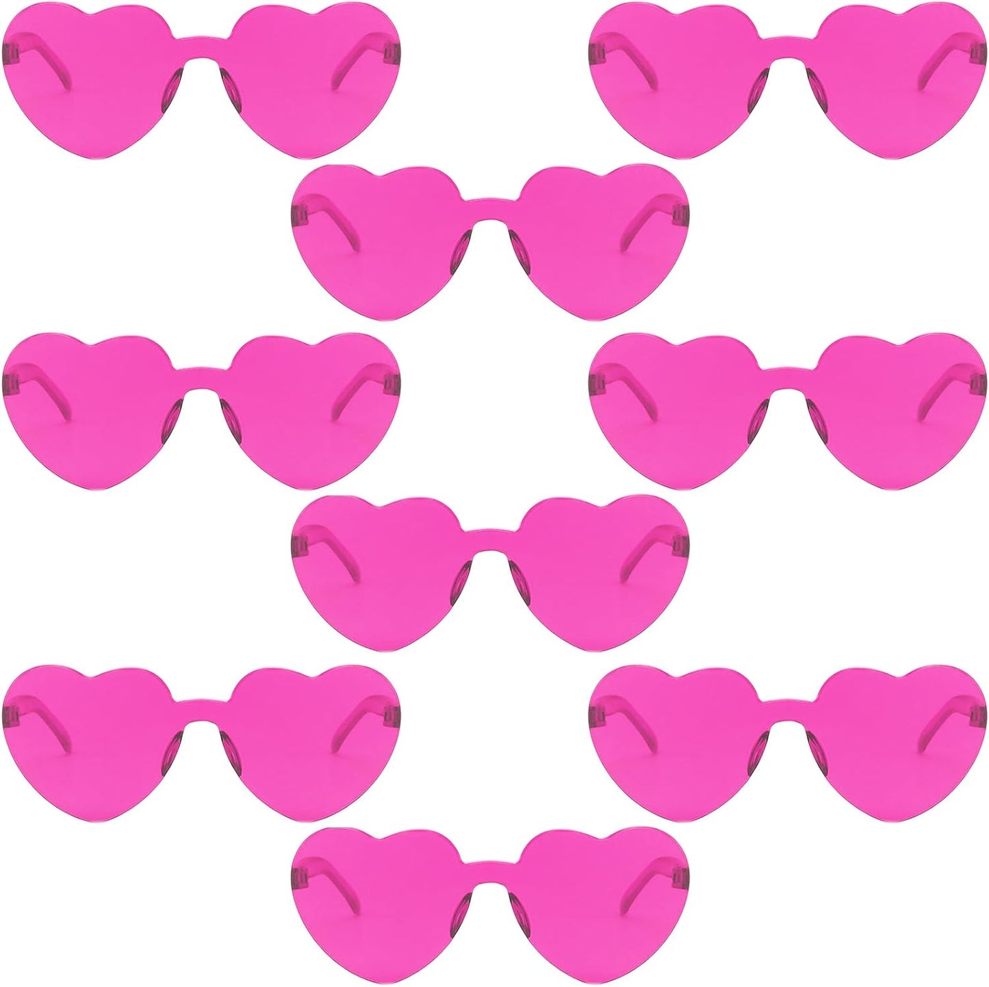 9 Pack Heart Shaped Sunglasses Rimless Heart Glasses for Bachelorette Party Birthday Decorations Party Favors
