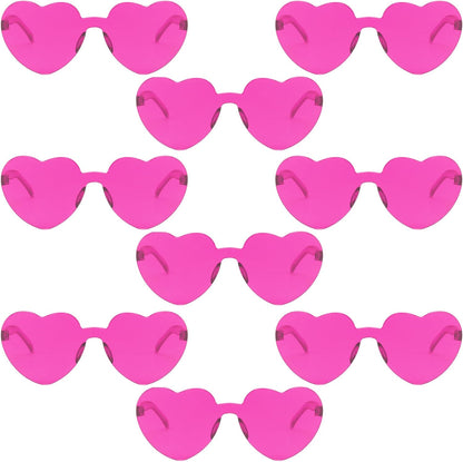 9 Pack Heart Shaped Sunglasses Rimless Heart Glasses for Bachelorette Party Birthday Decorations Party Favors