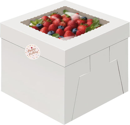 15pcs Cake Boxes,10x10x8 Inch Tall Cake Box with Window,White Bakery Boxes,Large Cookie Boxes,Bakery Boxes with Stickers ,Treat Boxes for Cake,Macaroon,Donuts, Pies, Cookies, Wedding, Birthday, Party