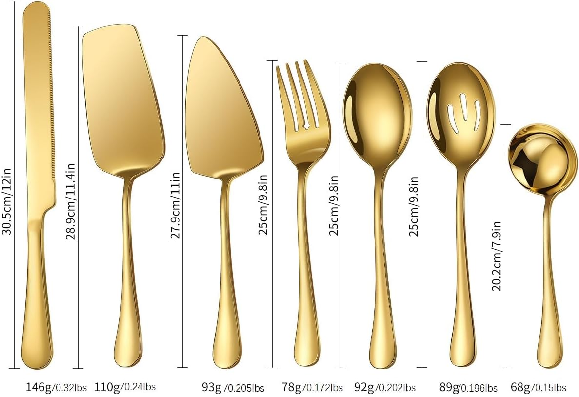 Stainless Steel Serving Utensil Set 10-Piece Buffet Flatware Catering Silverware with Bread Tong,Cake Spatula,Serving Ladles,Salad Fork,Cheese Knife,Large Spoon for Parties Buffet