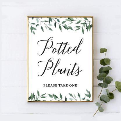 Andaz Press Wedding Party Signs, Natural Greenery Green Leaves, 8.5x11-inch, Bridal Shower Scavenger Hunt, 1-Pack - Colors D