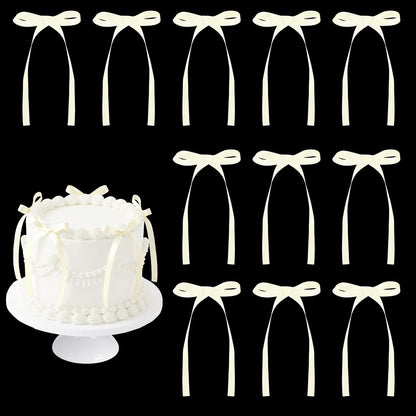 30 Pack Bow Cake Toppers Pink Ribbons Bows for Cake Coquette Themed Bow Cupcake Toppers Pink Bow Birthday Decorations for Baby Shower, Birthday, Wedding, Bachelorette, Mothers Day Decorations