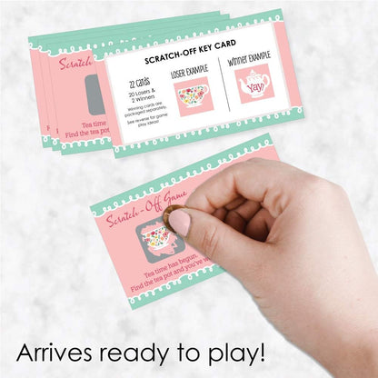 Big Dot of Happiness Garden Tea Party Scratch Off Game - Floral Par-Tea Theme, 22 Premium Cards with 2 Winner Cards, Interactive Party Activity Set, Heavy-Duty Cardstock with Glossy Finish