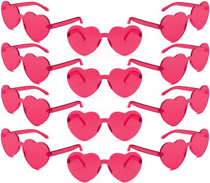 LIULIUBTY Heart Shaped Rimless Sunglasses 12Pack, Bachelor Party Cool Colorful Funky Sunglasses