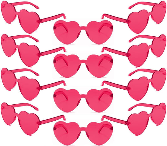LIULIUBTY Heart Shaped Rimless Sunglasses 12Pack, Bachelor Party Cool Colorful Funky Sunglasses