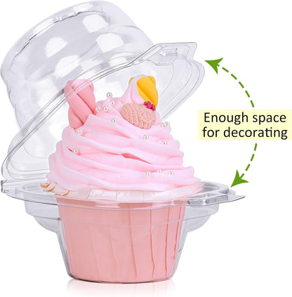 2 Cavity Cupcake Boxes-Stackable Regular Cupcake Carrier Holder, Thicker Clear Cupcake Boxes, Non-slip High Topping Cupcake Containers for Cupcakes, Muffins (50)