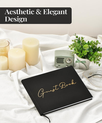 Lankaiva Wedding Guest Book, Guest Book Wedding Reception - Classic Baby Shower Guest Book, 100 Blank Pages for Bridal Shower Birthday Graduation Sign in and Photos, Beige