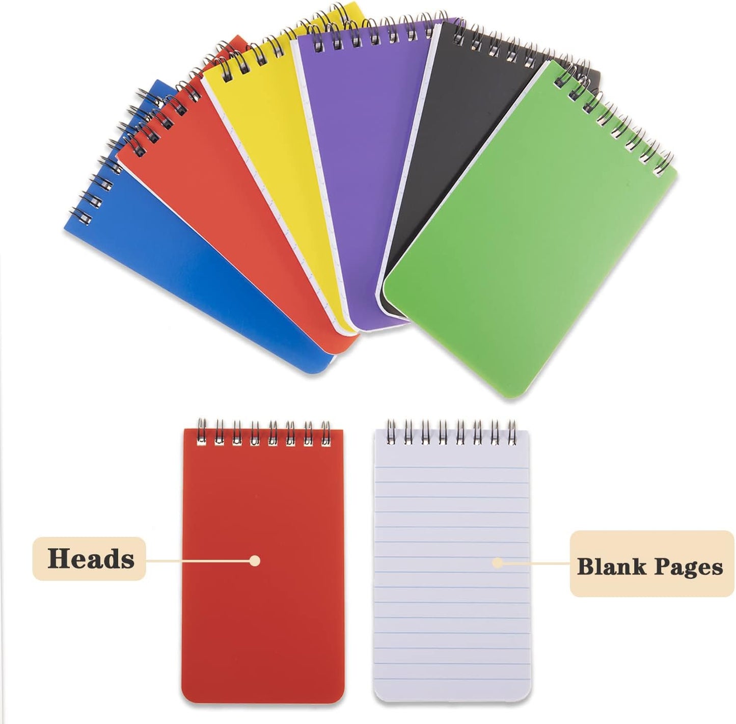 QiCheng 6pack Pocket Notebook Small Notepad Pocket Notepad Small Spiral Notebooks 3X5Inches (6)