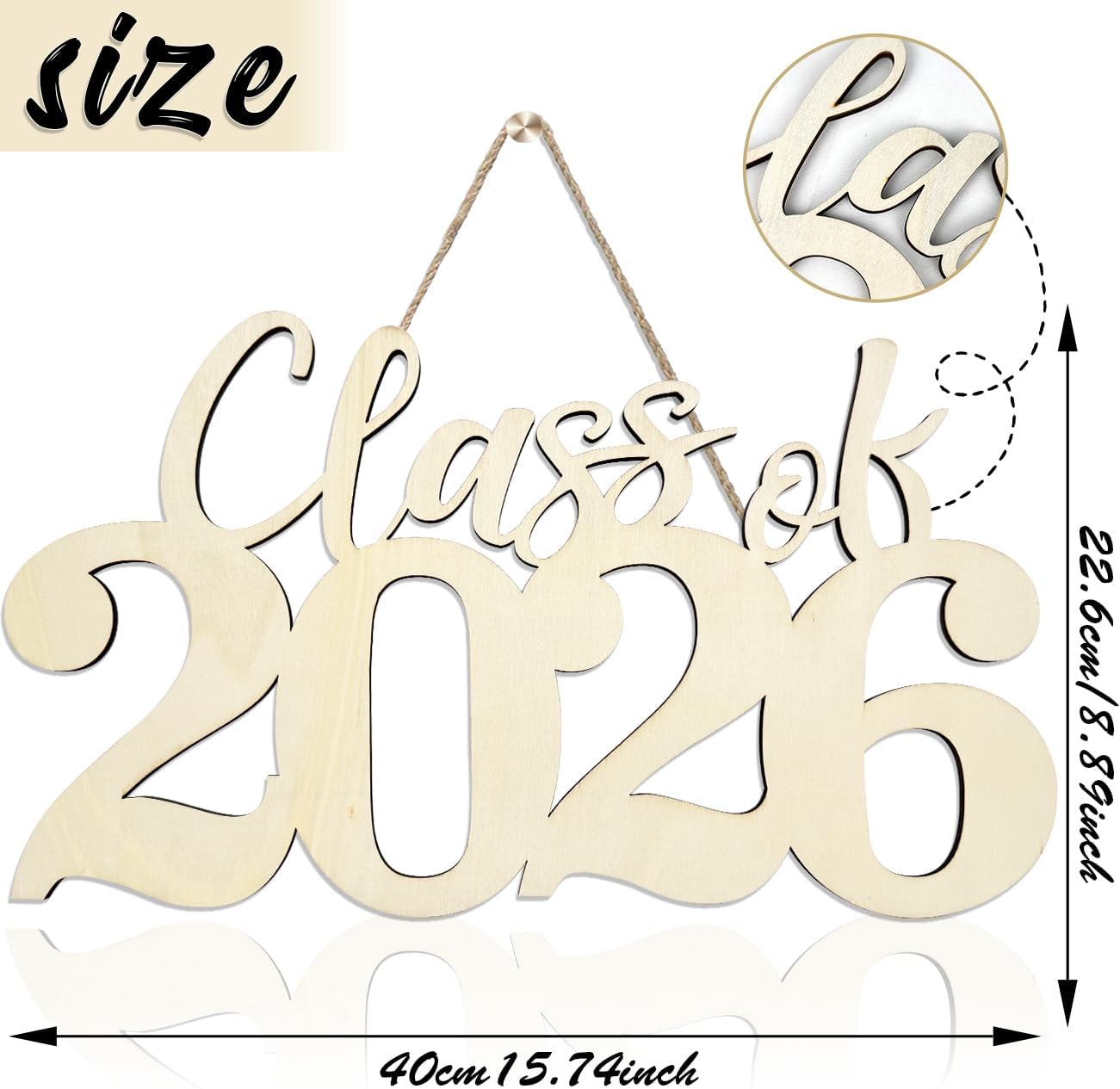 Class of 2026 Wooden Sign Graduation Party Decorations 2026 White Graduation Photo Booth Prop Senior2026 Sign for High School College Party