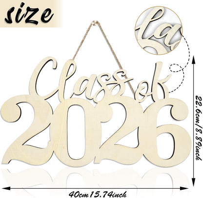 Class of 2026 Wooden Sign Graduation Party Decorations 2026 White Graduation Photo Booth Prop Senior2026 Sign for High School College Party