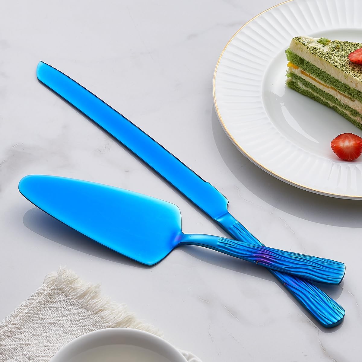 Black Cake Cutter Set, Stainless Steel Cake Cutting Utensils Include 13-inch Cake Knife and 9.3-inch Cake Server suitable for Weddings, Birthdays, and Anniversaries