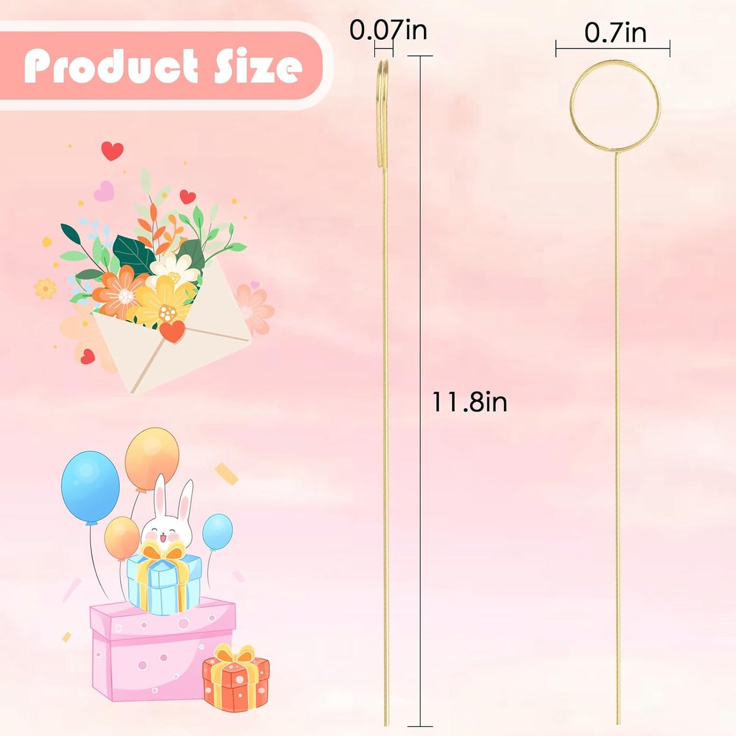 Picture Holders for Centerpieces,40Pcs Gift Card Holder Picks,Metal Photo Holders for Centerpieces,Sticks for Flower Bouquet Wedding Party Birthday (Round Shaped)