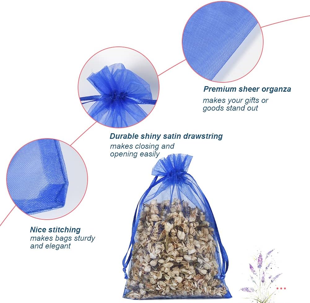 HRX Package 100pcs White Organza Bags, 4x6 inch Mesh Bags Drawstring Gift Bags Jewelry Pouches for Candy Wedding Favors Christmas