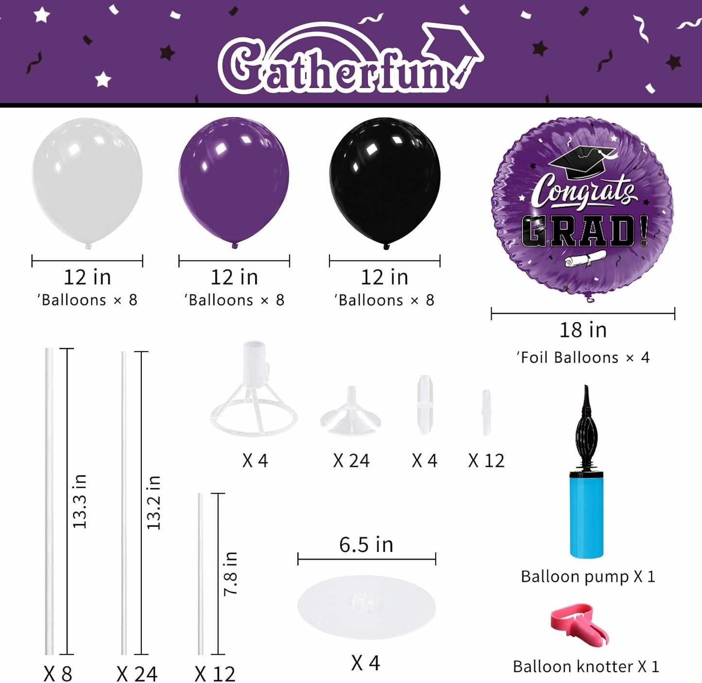 Graduation Decorations - 4 Set Balloon Stands, Class of 2026 Congrats Grad Table Centerpieces for Graduation Party Supplies(Gold& Black)