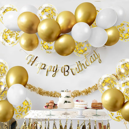 Gold Confetti Balloons, 50 Pcs 12 Inch, Glitter Gold Confetti Party Balloons, Party Decorations, Birthday Wedding Baby Shower Party Balloons Decorations