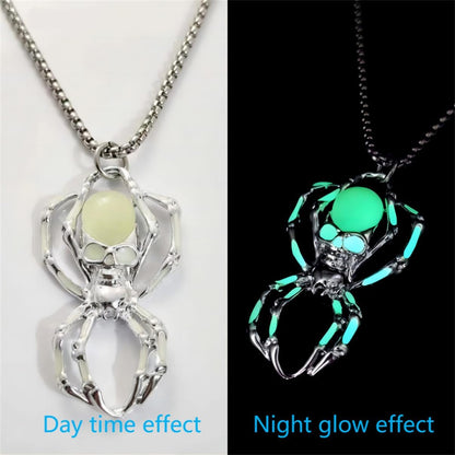 Spider Necklace for Men Women,Punk Luminous Animal Pendant,Spider Charm Pendant Necklace,Hip-hop Glow in the Dark Jewelry