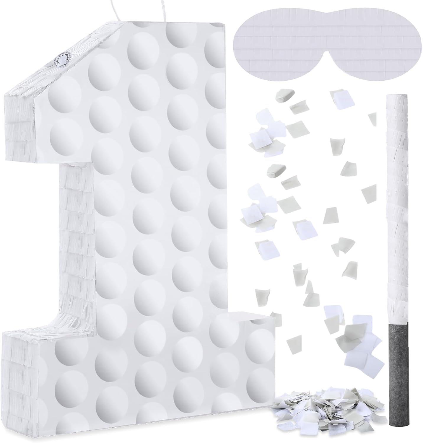 Gemscream Golf Number 7 Piñata with Stick Blindfold and Confetti Golf Birthday Decorations Sports Themed Piñata 7th Birthday Party Supplies