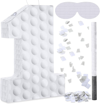 Gemscream Golf Number 7 Piñata with Stick Blindfold and Confetti Golf Birthday Decorations Sports Themed Piñata 7th Birthday Party Supplies